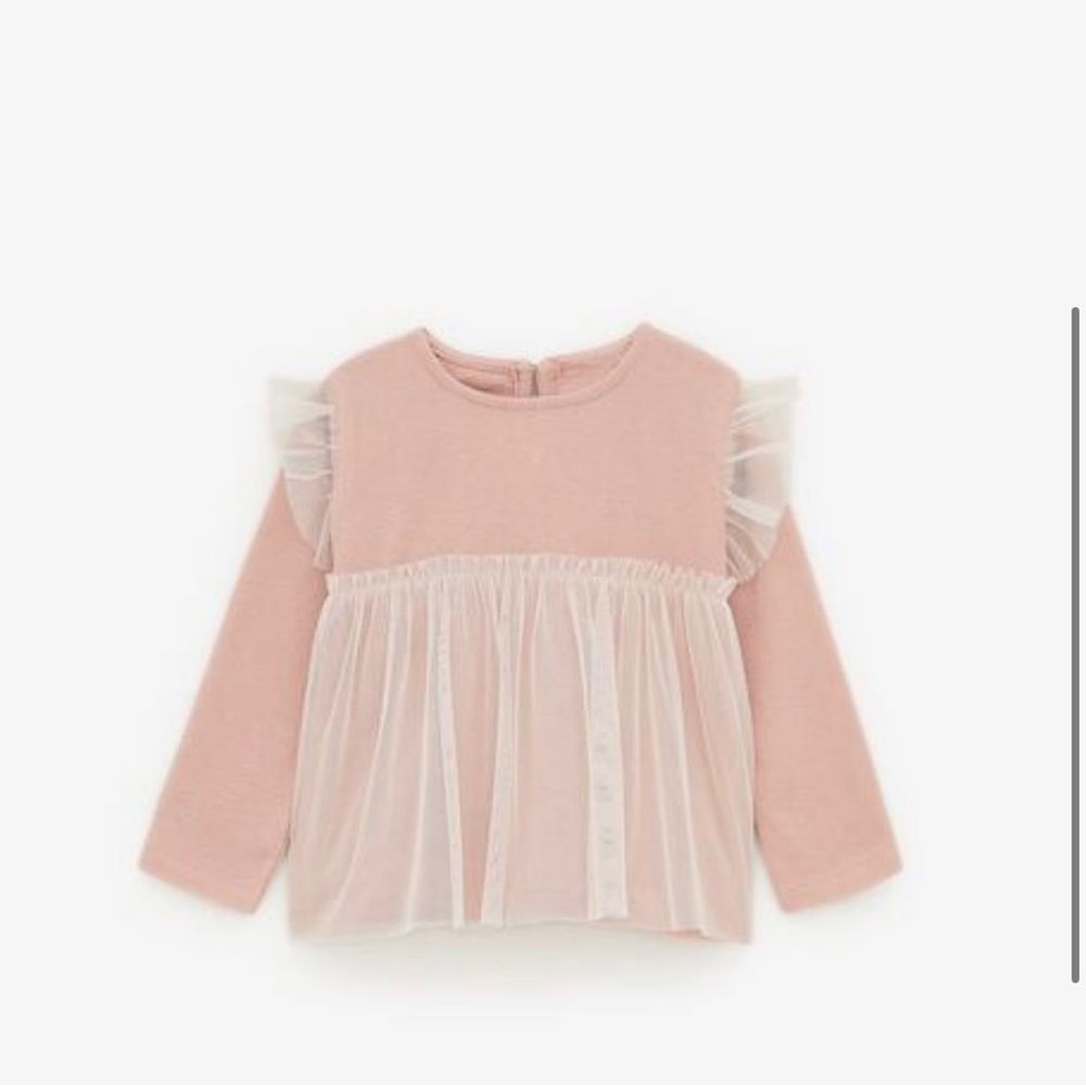 ZARA|KIDS Tulle Contrast T-Shirt - Pink Size  3-4 years